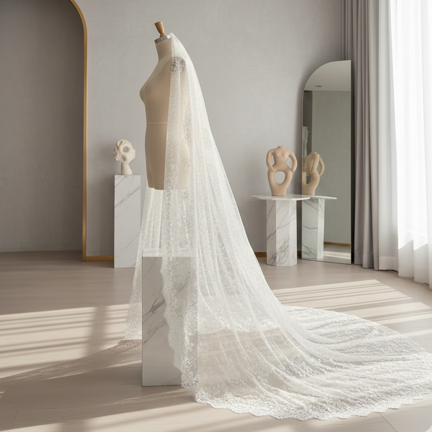 voile dentelle mariée robe hijab mariage modeste tulle