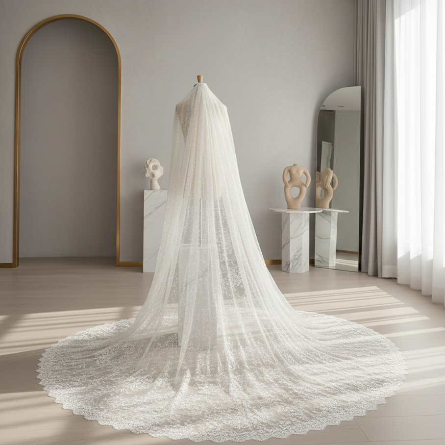 voile dentelle mariée robe hijab mariage modeste tulle