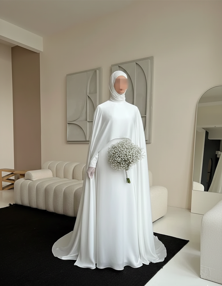 robe de mariée robe de mariage halal hlel muslima robe blanche hijab voilée hijabi nikah nikkah 