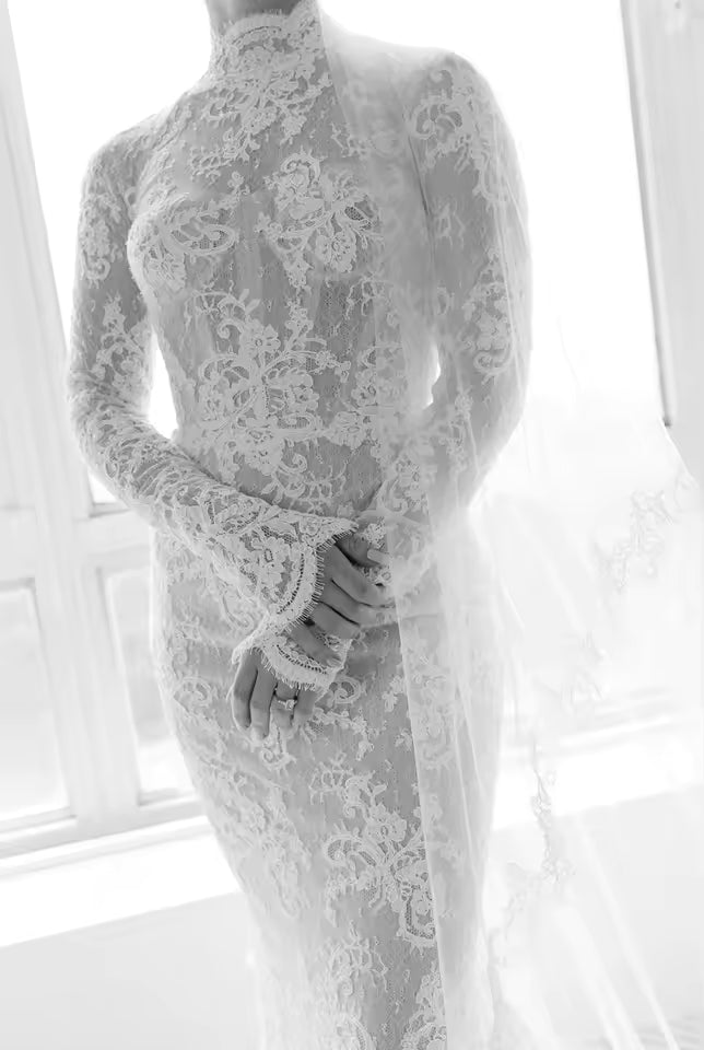 robe de mariée sirène modeste voilée hijab